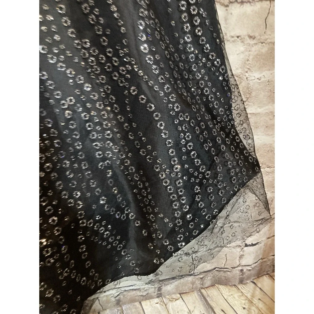 Vintage Y2K BCX Dress 9 Black‎ Glitter Embellished Fit Flare Cocktail Party Mesh